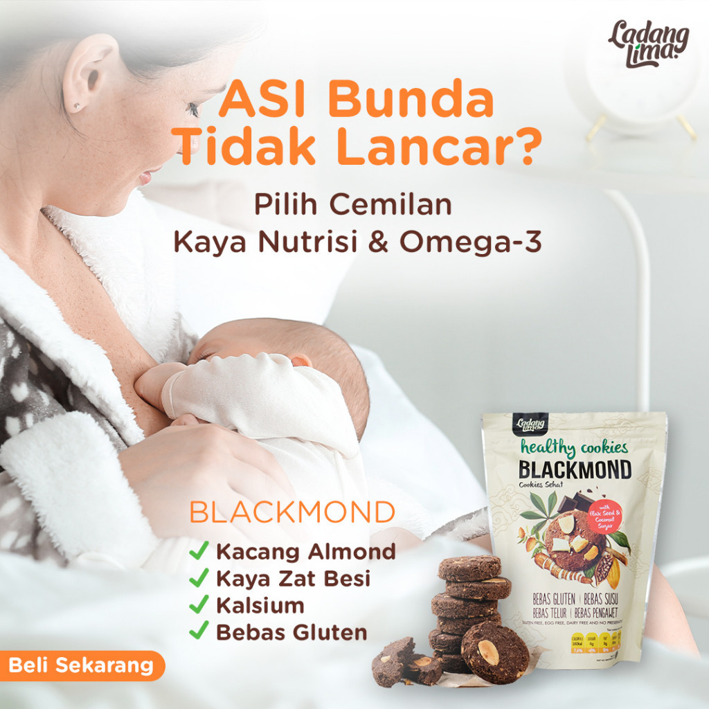 

Ladang Lima Cookies Blackmond Pouch 180 gram Halal Gluten Free Sehat