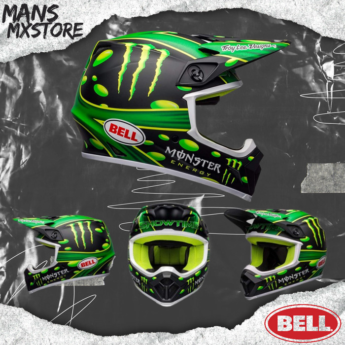 HELM BELL MX-9 MIPS SHOWTIME MATTE BLACK GREEN DIRT HELMET FULL FACE BELL ORIGINAL