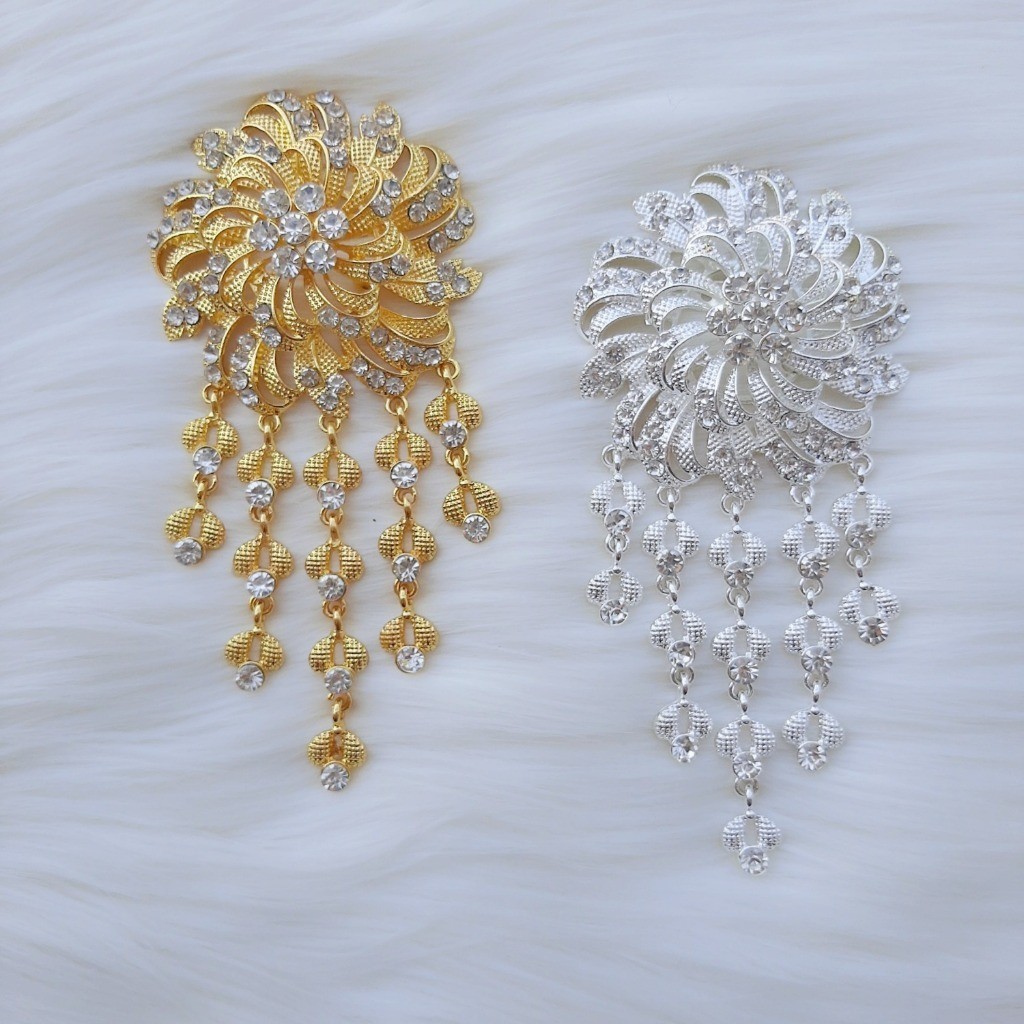 Bros Kebaya Pengantin/Bross Besar/Bros Bunga Juntai /Bros Mewah Kutubaru Emas Perak
