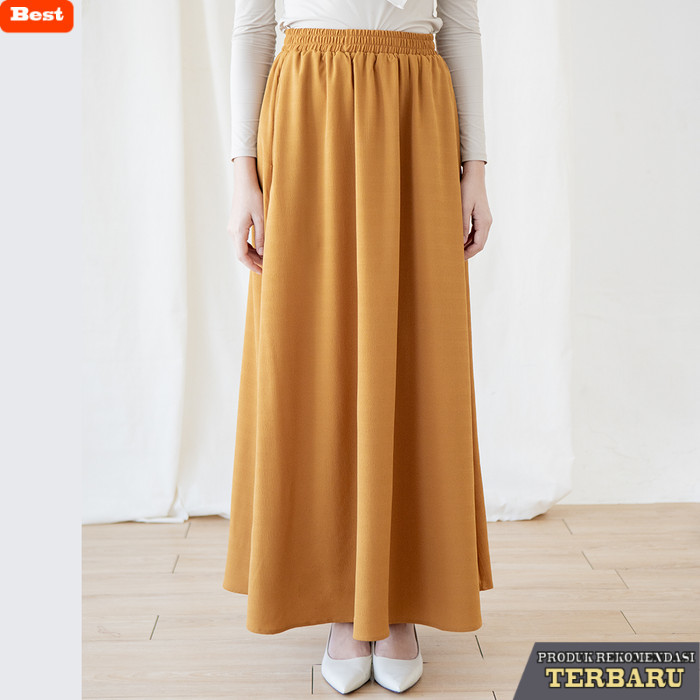 rok wanita kekinian Andari Skirt by Aska Label - Rok maxi wanita dengan kantong dan pinggang full ka