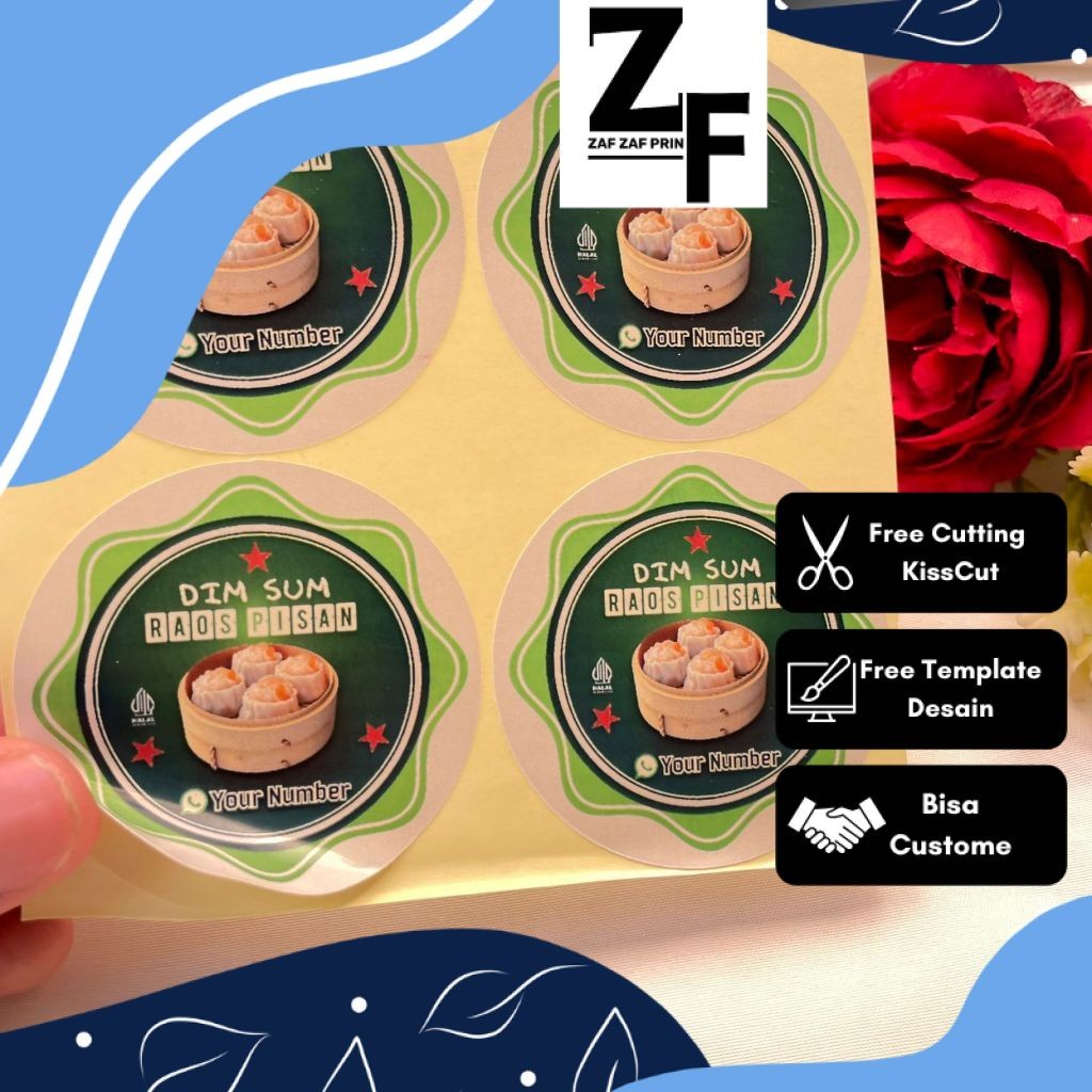 

ZAF Sticker Print Label Makanan Dimsum Stiker Edisi Dim Sum Bentuk Bulat Chromo Uk.Kecil 2-4