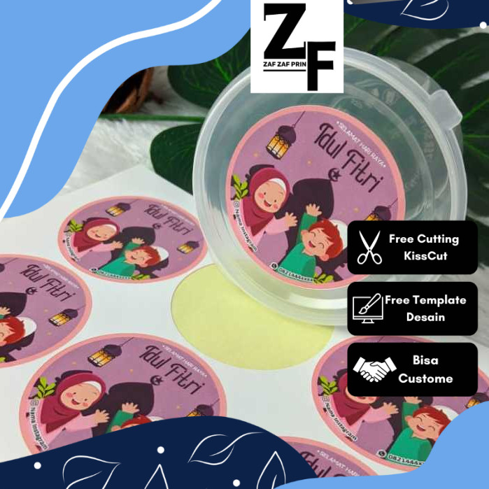 

ZAF 2-4 Cetak Sticker Label Bulat Idul Fitri Stiker Lebaran Toples Label Kue Lembaran A3+