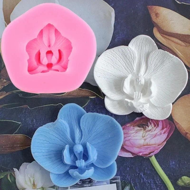 

3D Flower Butterfly Orchid Silicone Candle Mold Aromatherapy Gypsum Soap Molds Cupcake Fondant Candle Decoration Baking Molds