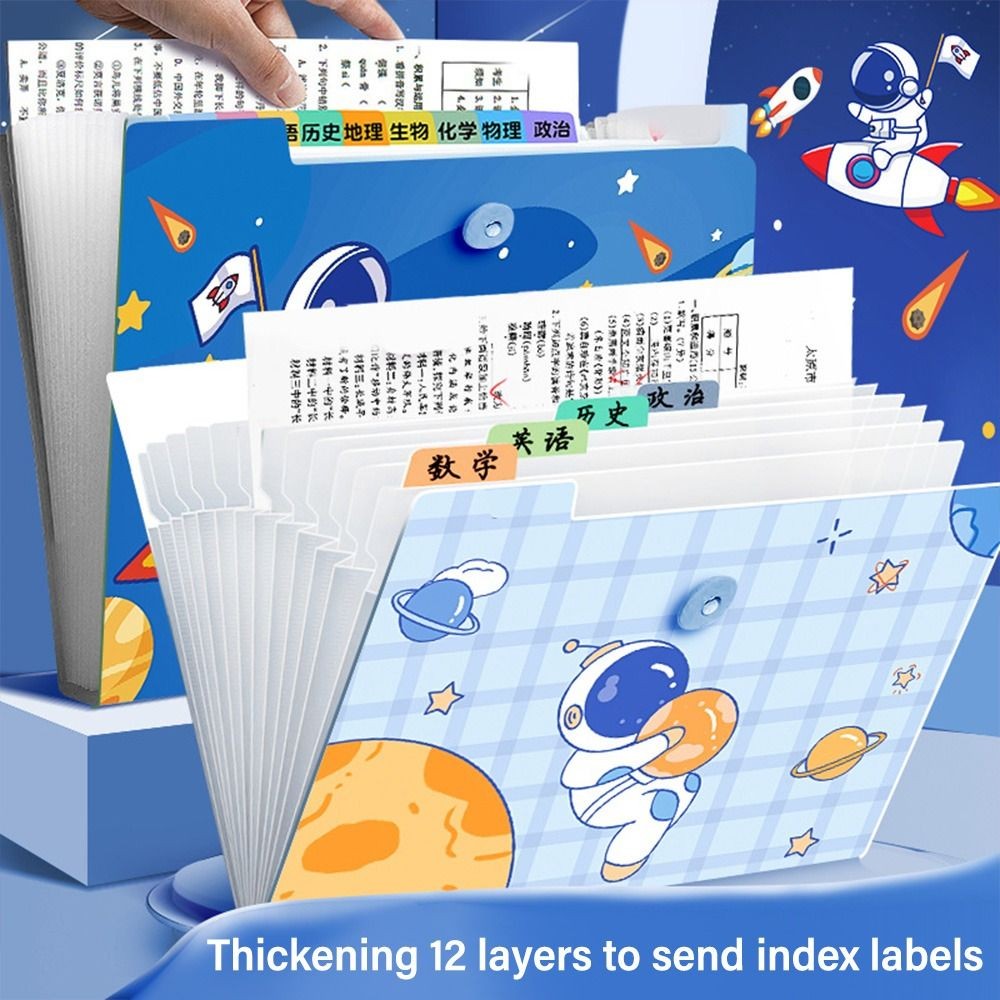 

Cartoon A4 8/13 Pockets File Folder Test Paper Storage Folder Waterproof File Organizer Classified Large Capacity Portfolio