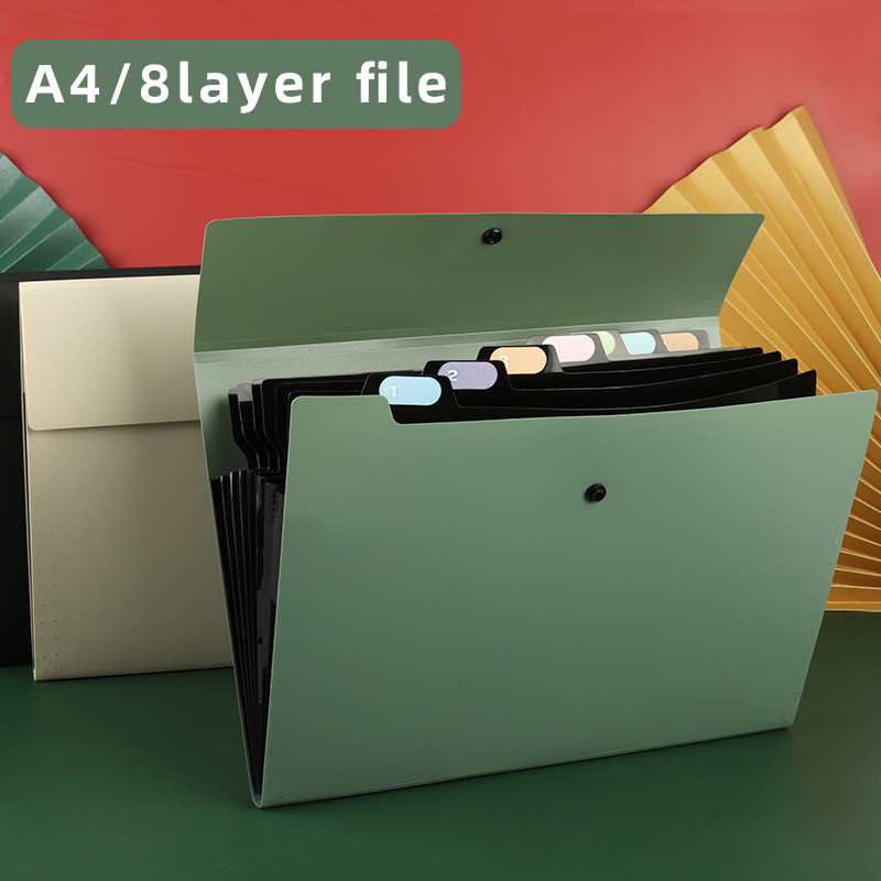 

5/8 Layers A4 Horizontal Folder Multi-layer Student Storage Bag Test Paper Press Button Large Capacity