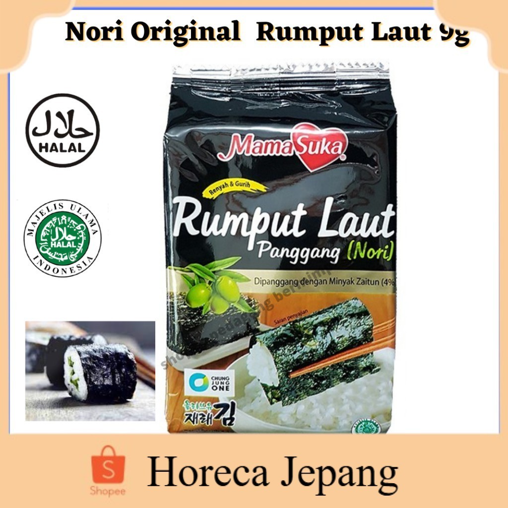 

Mamasuka Rumput Laut Panggang Nori Rasa Original 4,5g/ Nori Rumput Laut/ Nori Original