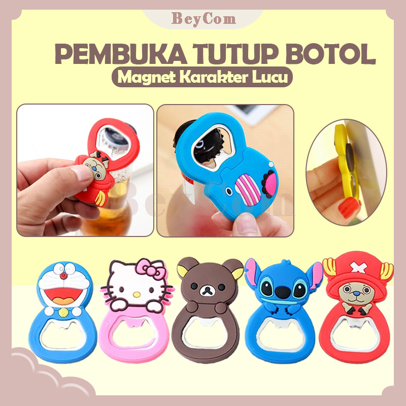 Pembuka Tutup Botol Magnet Karakter Lucu / Alat Pembuka Botol Magnet Kulkas