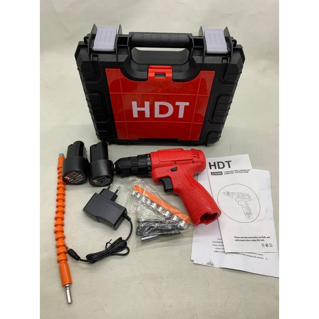 Mesin Bor Baterai HDT 12V Full Set/Mesin Bor HDT Terbaru/Mesin HDT Bor batrai CDD405