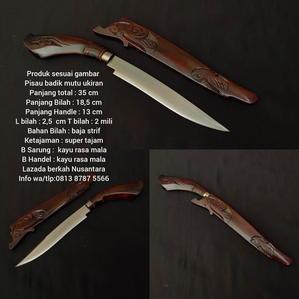 Pisau dapur pisau badik pisau daging baja motif ukiran
