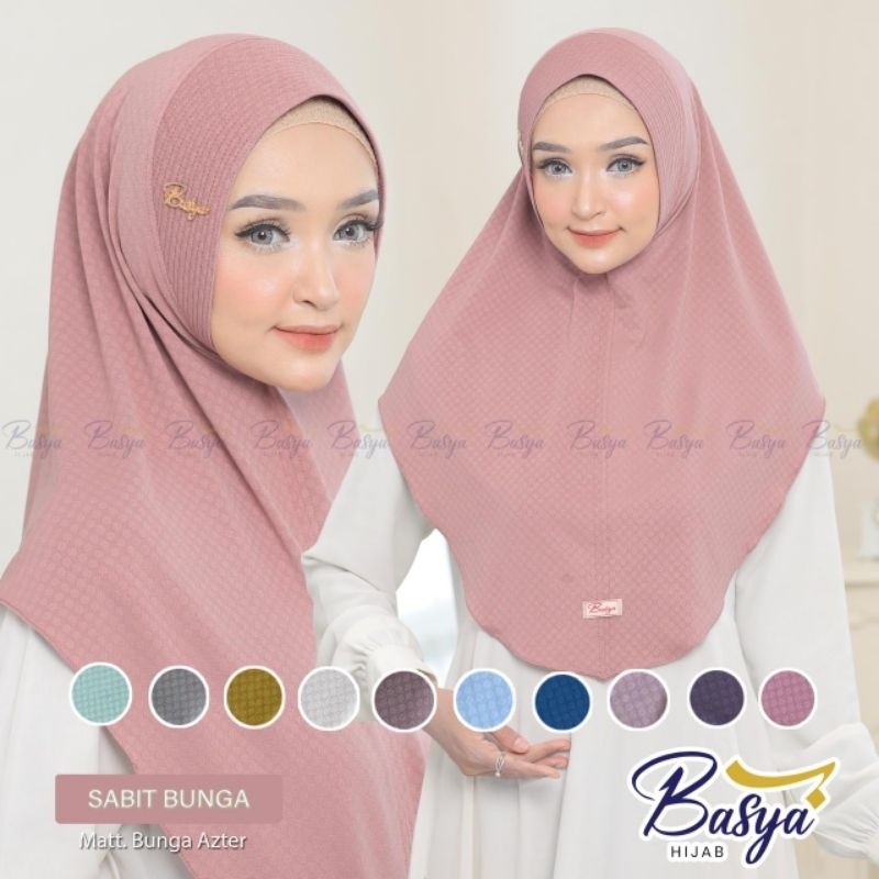 [BASYA] SAKURA PAD LC BUNGA•jilbab instan pet motif•kerudung bergo instan•hijab instan motif jersey 