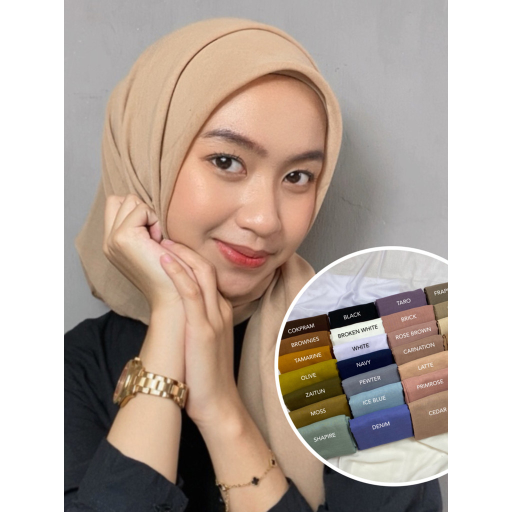 55 Warna Nude Paris Jadul Segiempat Square Varisha Premium Polos Terlengkap Jilbab