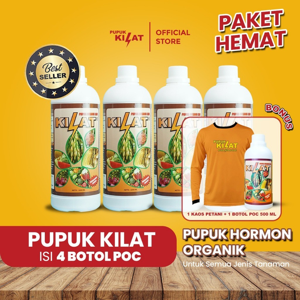 Pupuk Kilat - Paket 4L Pupuk Cair Organik Kilat Original 1000ml Free Bubble