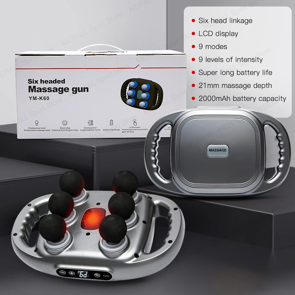 Electric Fascia Gun Muscle Massage Gun 6-Head Muscle Relaxation Massage Professional Deep Muscle Mas
