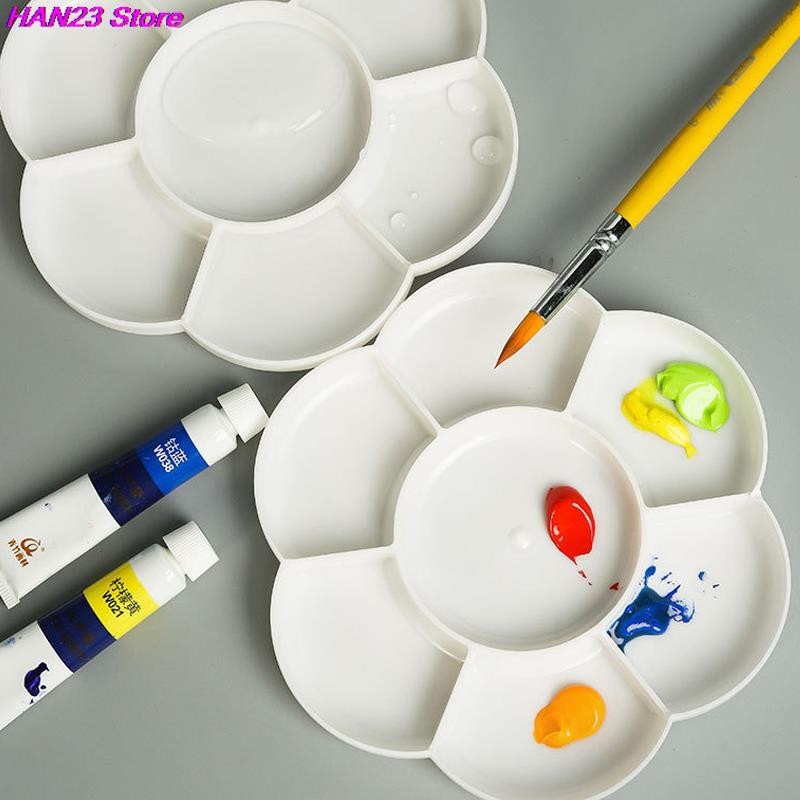 

2pcs New Mini Round White Paint Palette Tray Ceramics for Acrylic Oil Watercolor Gouache Craft DIY Art Easy to Wash
