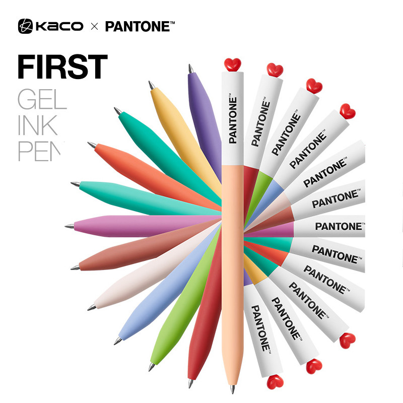 

2pcs/Set KACO x PANTONE Annual Gel Pens Creative LOVE Rotate 0.5mm Black Smooth Writing Canetas Aesthetic Stationery Supplies