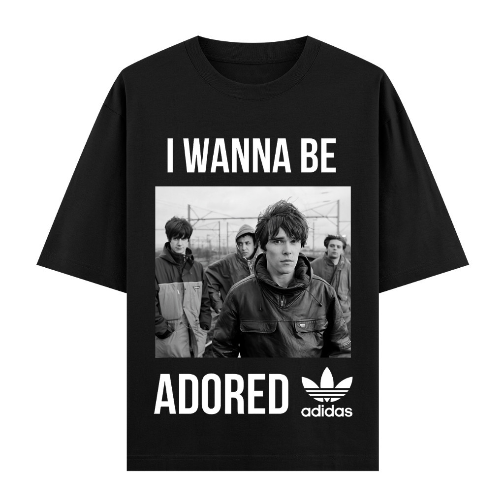 Baju Kaos Oversize I Wanna Be Cotton combed 24s Pria Wanita black off-white