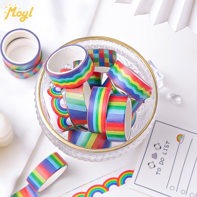 

3roll Seri Warna Pelangi Washi Tape Scrapbook Deco DIY