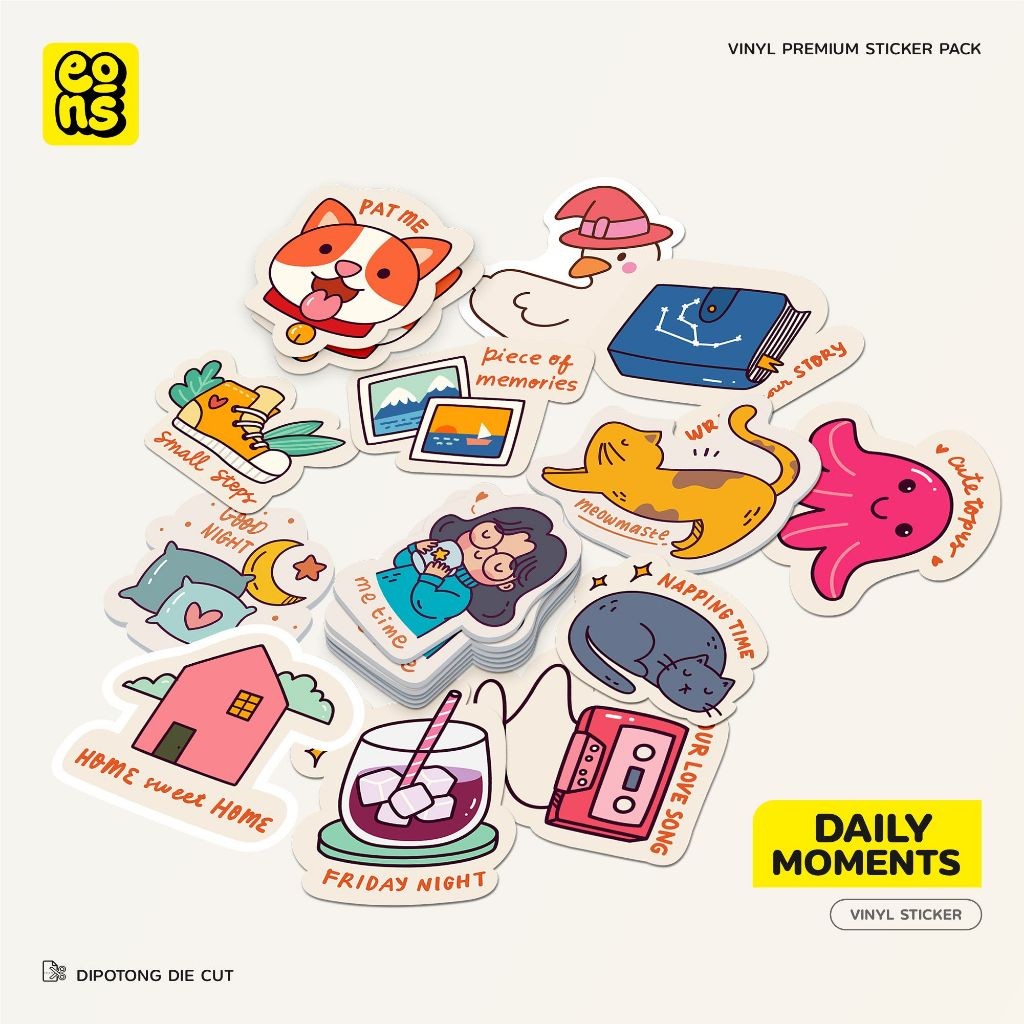 

Sticker Daily Moments Bahan Vinyl Waterproof Doff