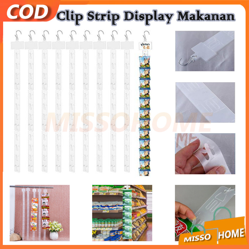 Clip Strip Display Makanan/Strip Gantung Display Supermarket/Snack Hanging Strip/ Strip Klip Produk 