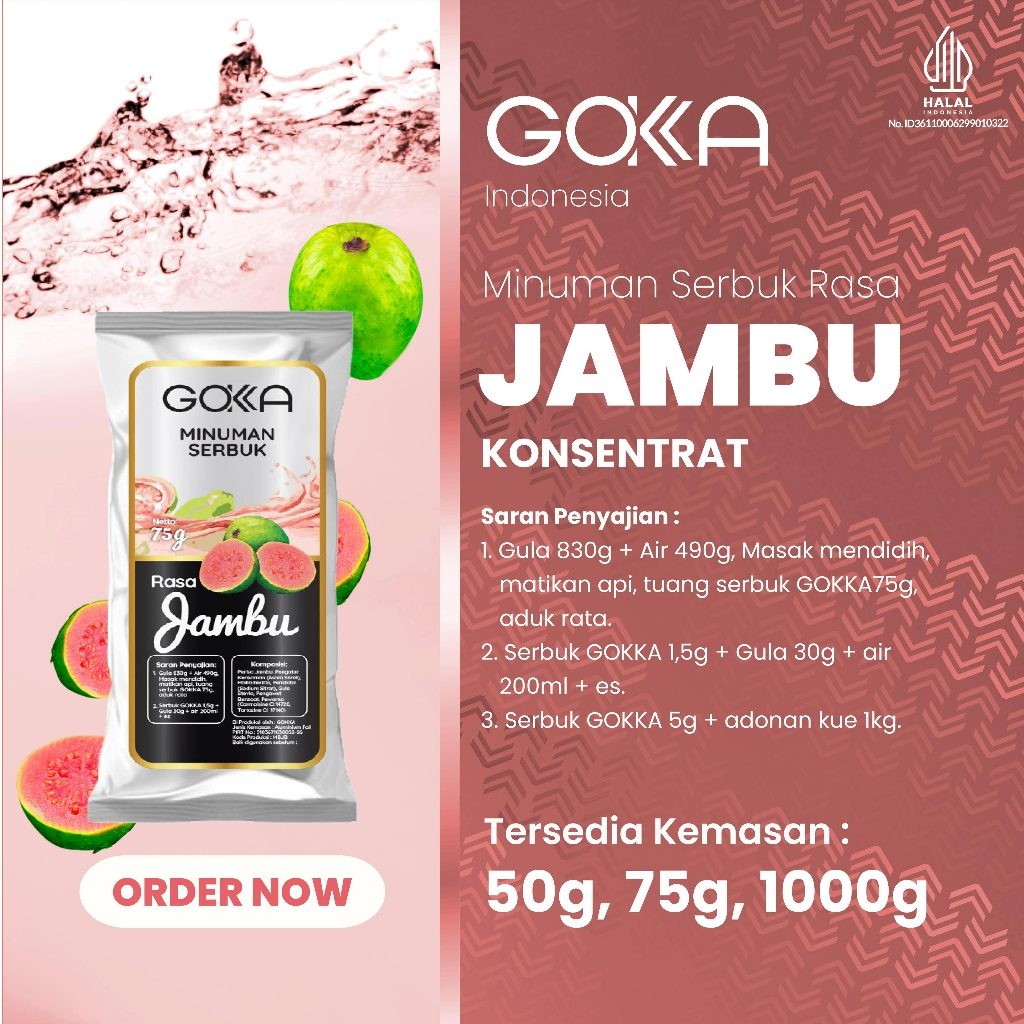 

Gokka Bubuk Minuman Kekinian / Powder Minuman Rasa Jambu Kemasan 50gr