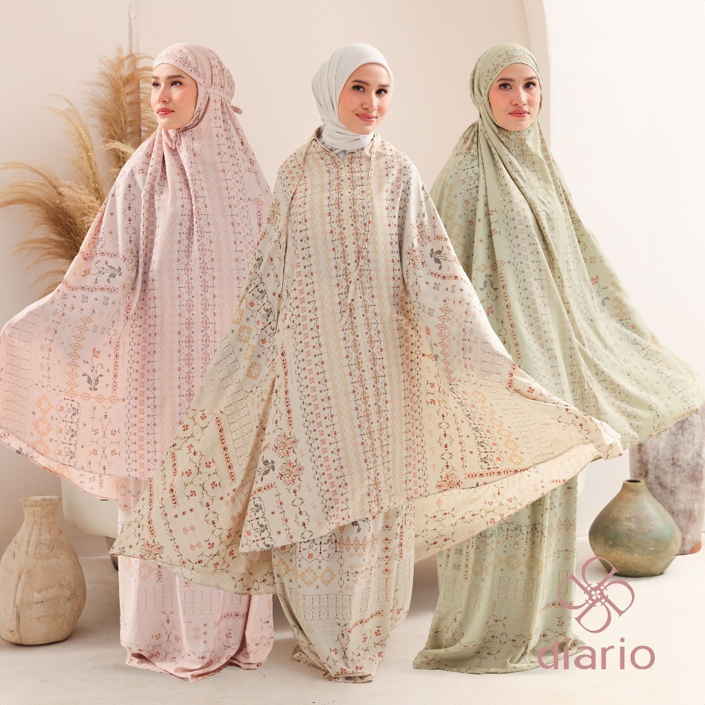 Diario x Dwihanda - Mukena Travel Chérie Prayer Set 2in1 Free Sejadah Travel