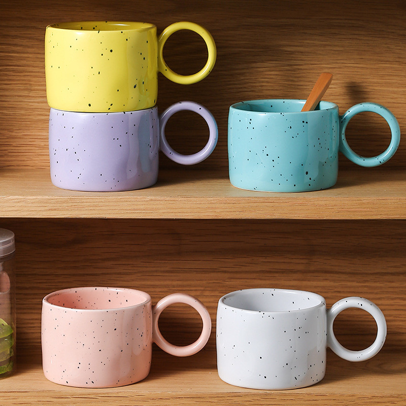 Mug Korean Style Designer Style Splash Ink Hand Pin  Ceramic Mug High Face Creative Breakfast Oatmea