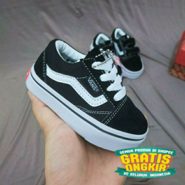 SEPATU SEKOLAH ANAK LAKI LAKI PEREMPUAN SEPATU ANAK VANS1 HITAM PUTIH SEPATU SEKOLAH ANAK PAUD TK SD