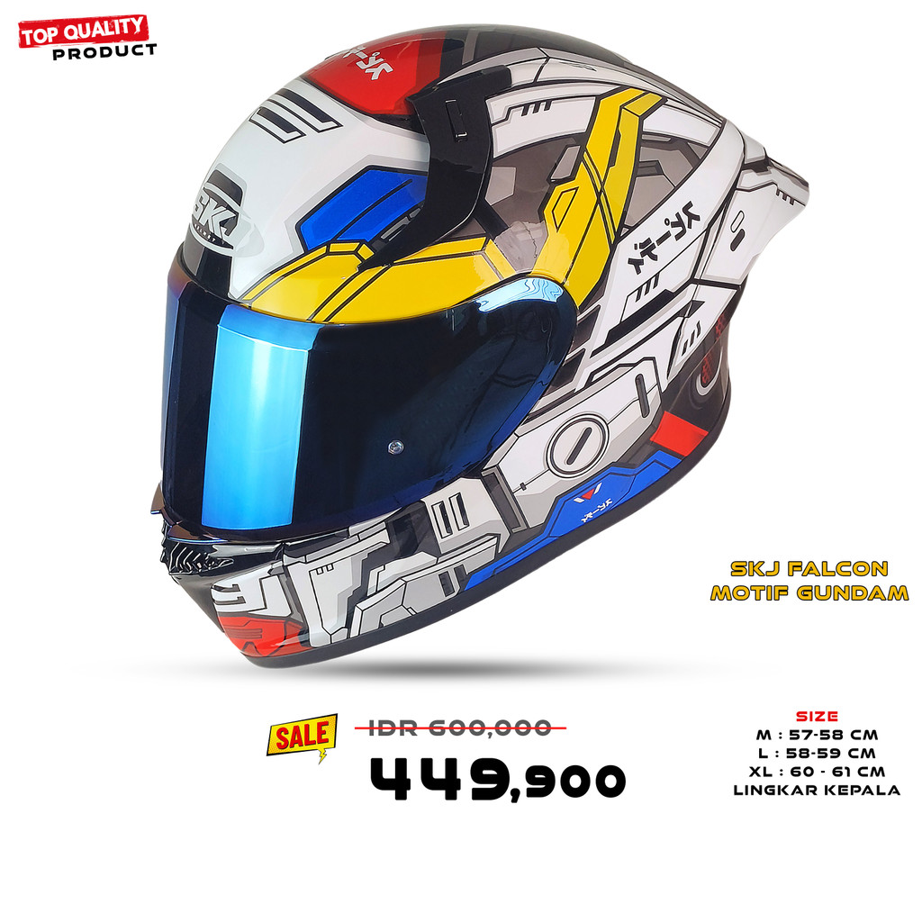SK FALCON - MOTIF GUNDAM FALCON - Helm Full Face Untuk Pria Wanita Dewasa SNI