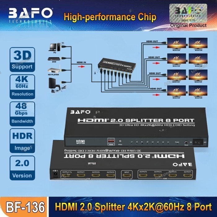 HDMI Splitter/Splitter HDMI 8 Port 4K Bafo BF-136 / BF132