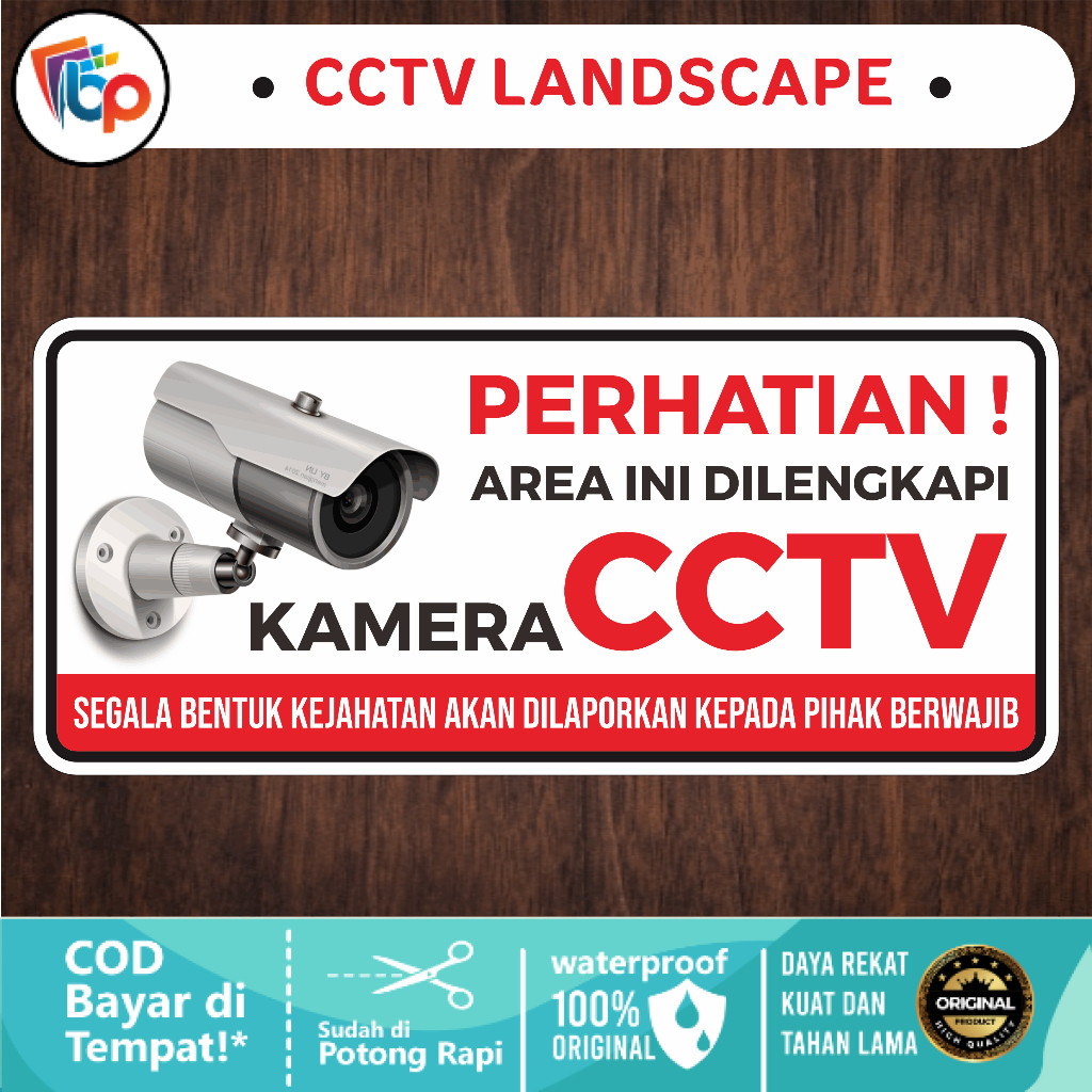 

Stiker CCTV - Sticker Alret CCTV Warning Anti Maling Sticker Landscape Laminasi Glossy