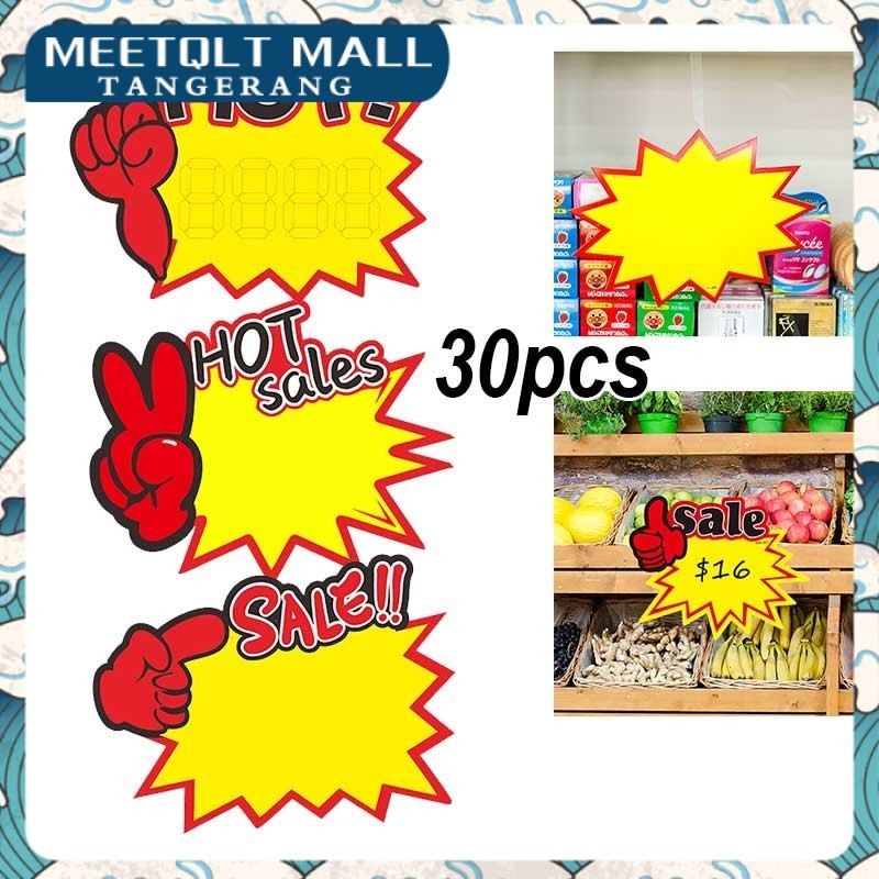 

30pcs Label Promo Sale Price Tag Label Harga Pop Card Penjepit Harga Tulisan Promo Kertas Penjepit Harga