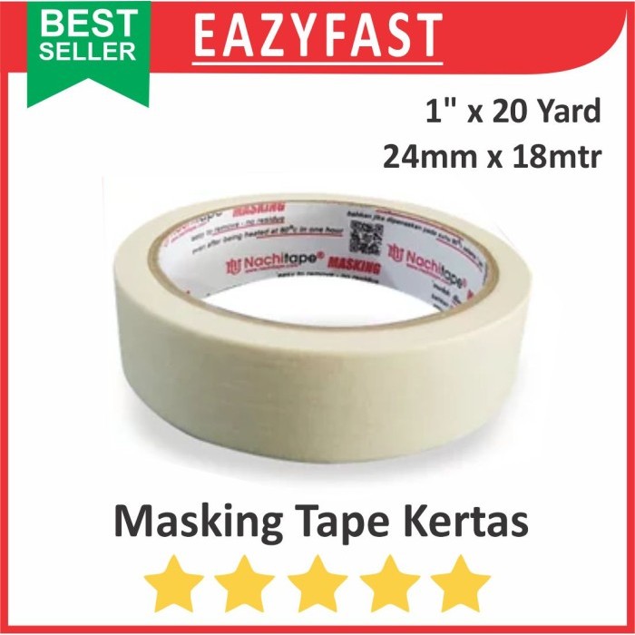 

Masking Tape Kertas Kuning 1 Inch 24mm 18m Lakban Cream Coklat Tutup Cat Isolasi Selotip Esolasi Lem