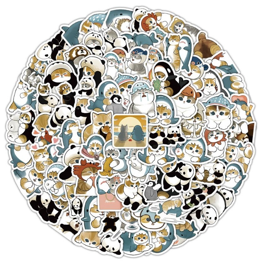 

100 Pcs Sticker Mofusand-4 Waterproof untuk Tempelan Laptop Tumbler HP Koper DIY