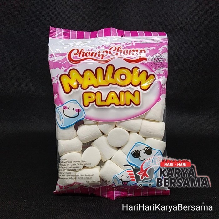 

MAKANAN RINGAN PERMEN CHOMP CHOMP MALLOW PLAIN MARSHMALLOW POLOS 60GR