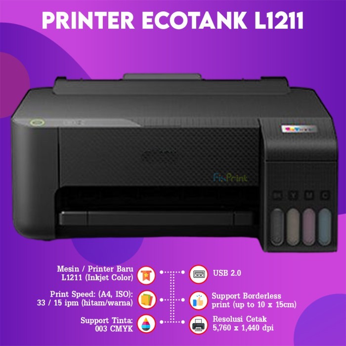 PRINTER L121 L3210 L3211 EPSON Hitam Print Warna Infus Modif Ink tank Pabrik RESMI