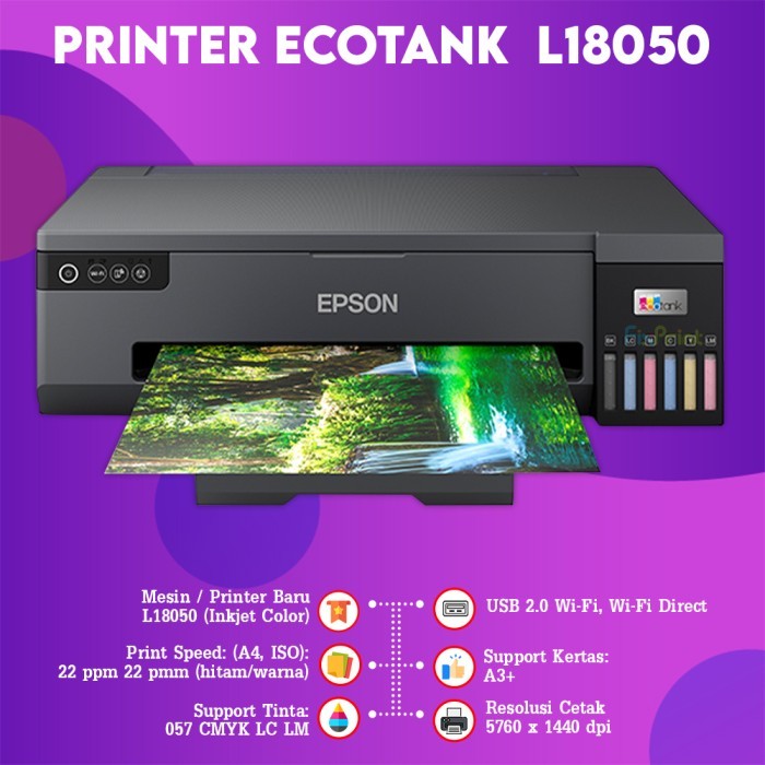 Printer Epson EcoTank L18050 pengganti L1800 Support WiFi A3 Photo