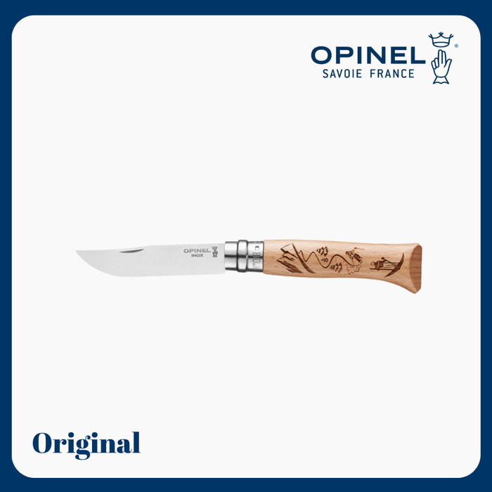 Opinel N°08 Engraved Skiing - Stainless Steel Folding Knife