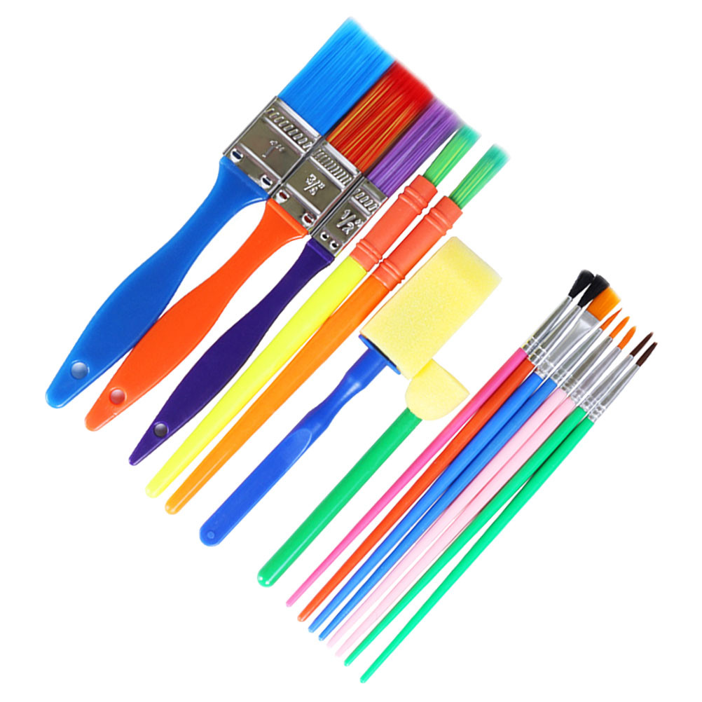 

15 Pcs Brush Kids Paint Oil Painting Kit Plastic Wooden Tools Drawing Pen Child