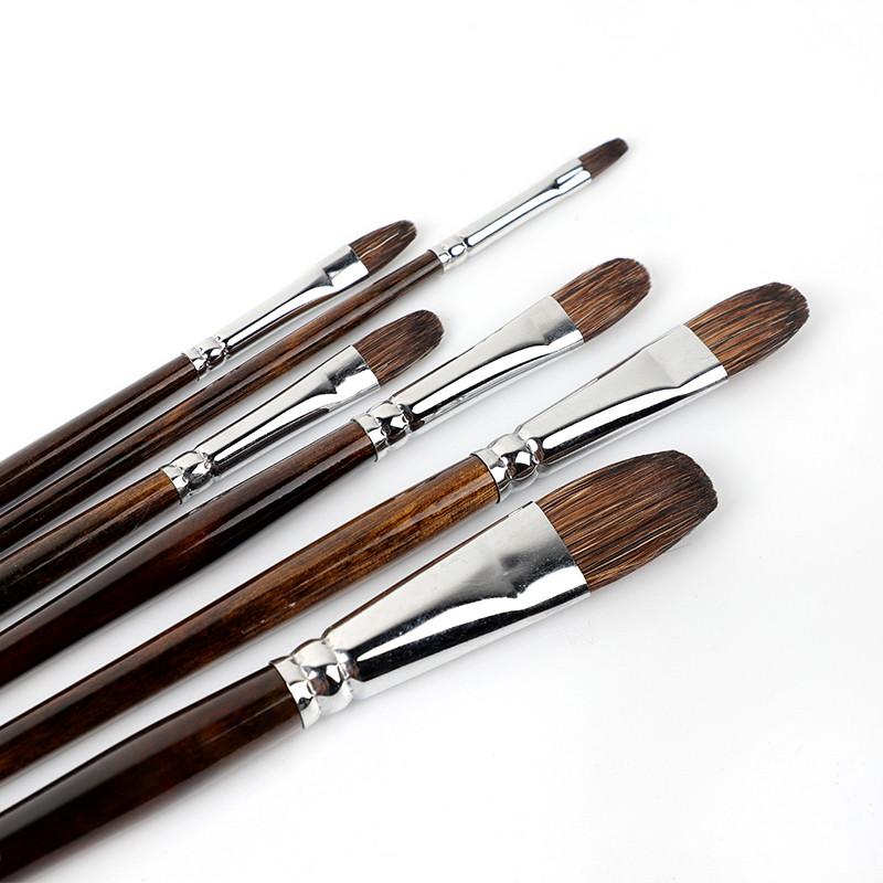 

Watercolor Flower marten Brush Round Head Set Long Rod Oil Brush Acrylic Pen Animal Hair Hand-painted 6 Pack Adult Paint Brush