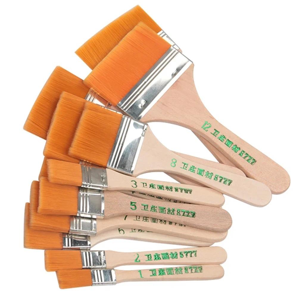 

Memory Nylon Paint Brushes for Wall Acrylic Oil Drawing Watercolor Wooden Handle Painting Brush Tools School Art Supplies