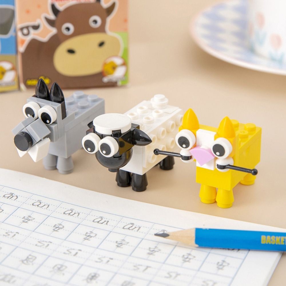 

Animal Shape Building Blocks Pencil Sharpener Puzzle Toys Drawing DIY Assembly Pencil Sharpener Writing Sketching