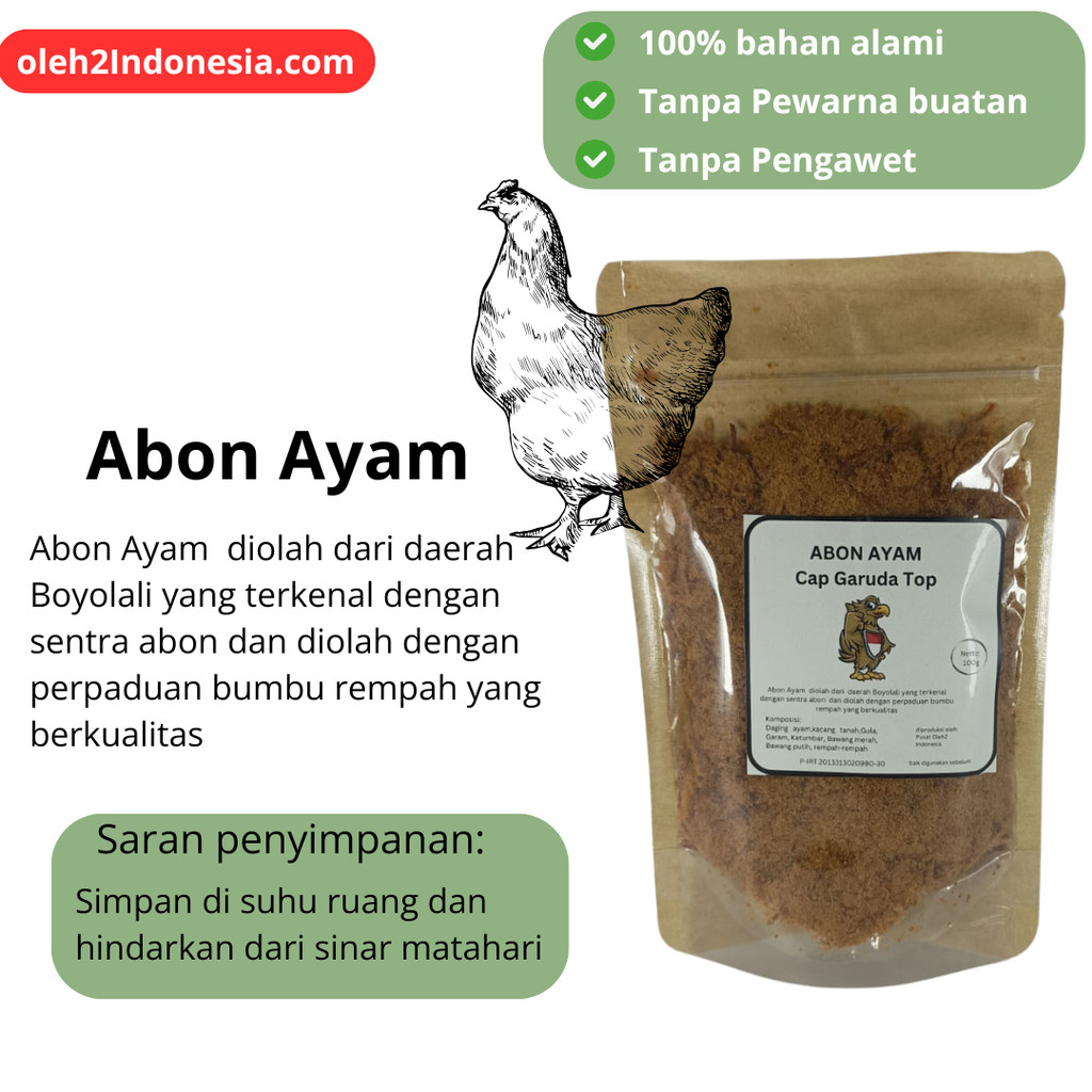 

Abon Ayam Merk Garuda Top Boyolali 100gr Enaaak