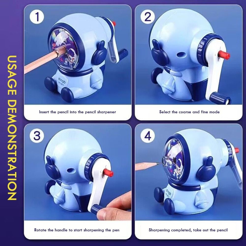 

Trendy Hand-cranked Astronaut Pencil Sharpener Cartoon Creative Car Sharpener Manual Students Stationery