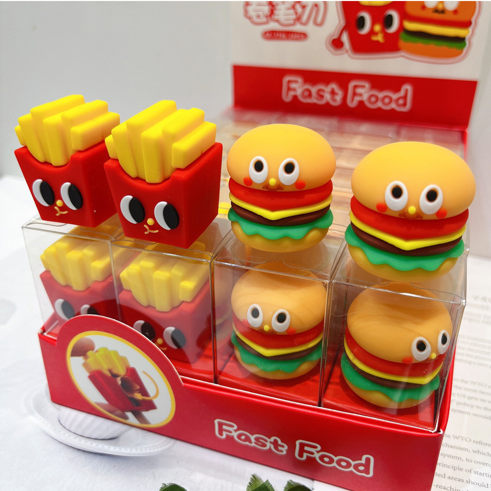 

Cute Pencil Sharpener Kawaii Christmas Hamburger Panda Shape Pencil Sharpener Kids Stationery Single Hole Manual Pencil Cutter