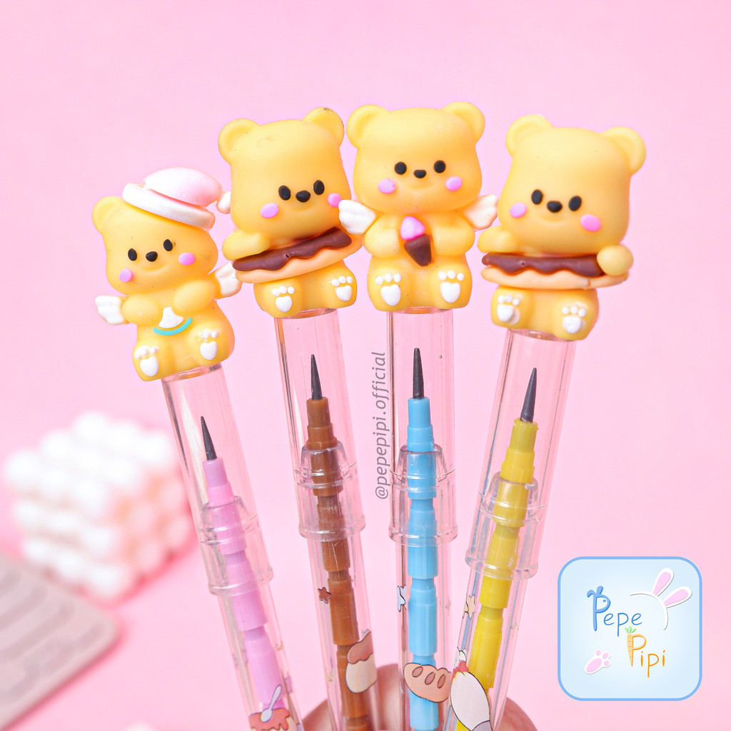 

Pensil Susun / Peluru Butter Bear No.618 Pencil Beruang Lantu Isi Ulang Benzia Tumpuk Bisa Refill