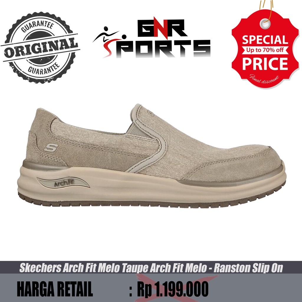 Sepatu Skechers Arch Fit Melo Taupe Arch Fit Melo - Ranston Slip On Original 100%