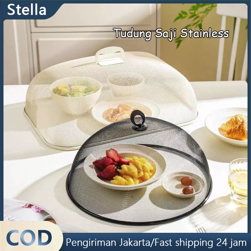 Tudung Saji Makanan  Stainless Food Cover /Tudung Saji Stainless Kotak Bulat Hitam Putih Food Cover 