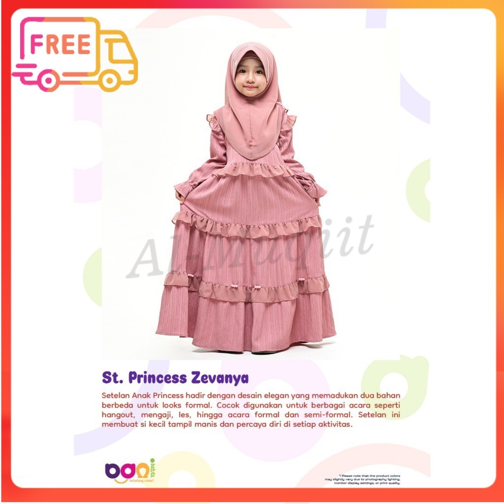 DISKON RABBANI ORI Setelan Anak St. Princess Zevanya | Set Anak Perempuan | Setelan Khimar Anak | Ba