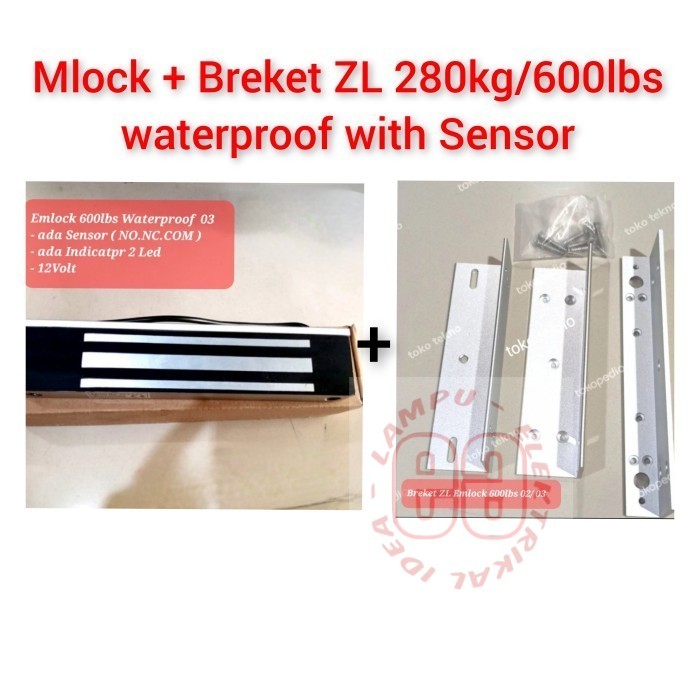 

Waterproof Emlock 280kg 600lbs 12V+Led Indicator & Door Sensor 5kabel Murah Berkwalitas