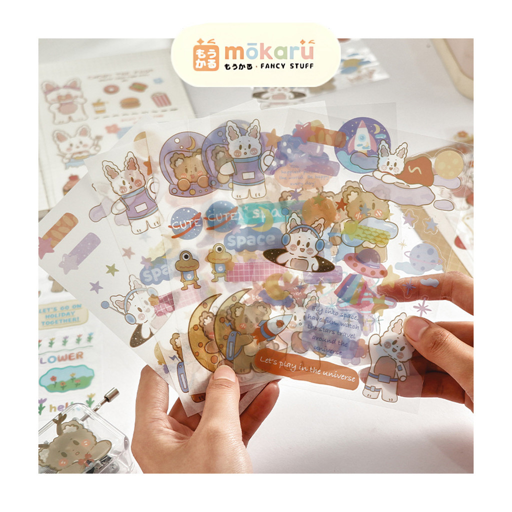 

The Brown Bear & White Rabbit Diary Deco Stickers / Stiker Tempel Motif Animal Lucu